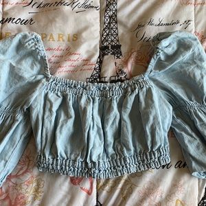 must go ZARA baby blue top!